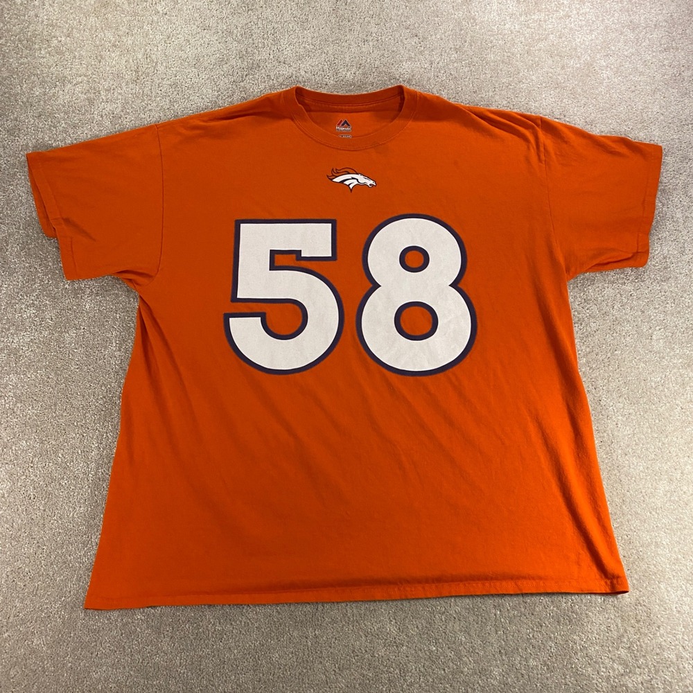 Majestic Denver Broncos T-Shirt Mens XL Orange Von Miller 58 Graphic Tee